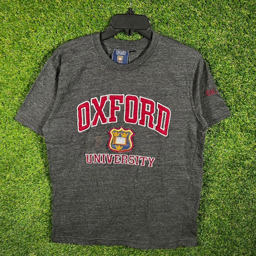 Oxford University T Shirt Mens Large Charcoal Grey Embroidered‎ Crest official